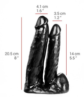 515 line - Dubbele Dildo - 20.5 en 14 cm - Zwart