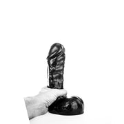 All Black - Grote Dildo met Aders - 24.5 x 6 cm - Zwart