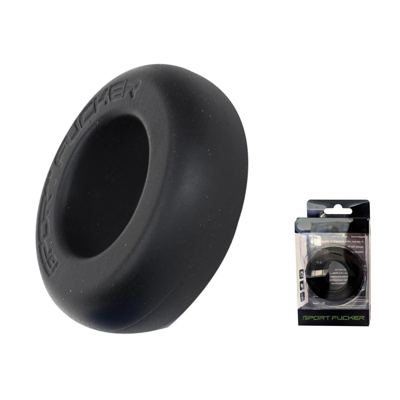Sport Fucker - Muscle Ring - Siliconen Cockring of Ball Stretcher - Zwart