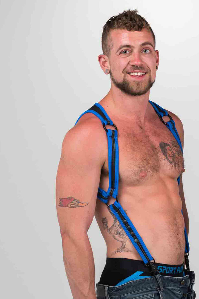 665 Neoprene - Riemenbody - Bretels - Zwart/Blauw - Verkrijgbaar in 2 maten - Heckler Harness Black / Blue