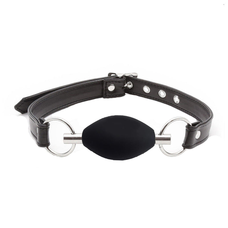 Black Label - Ovalen Ball Gag - Zwart/Zilver