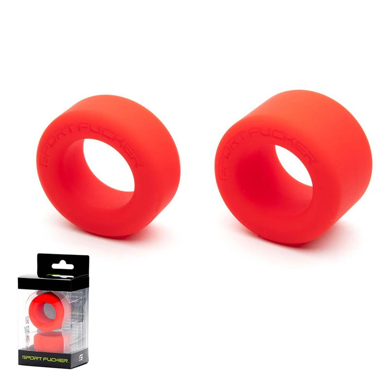 Sport Fucker - Nutt Job - Set Van 2 Rekbare Cockringen of Ball Stretchers - Rood