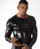 Kinky Latex rubber Shirt zwart met  lange mouw