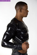 Kinky Latex rubber Shirt zwart met  lange mouw