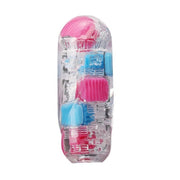Tenga - Bobble Vacuum Cup Masturbator - Crazy Cubes - Transparant/Roze/Blauw