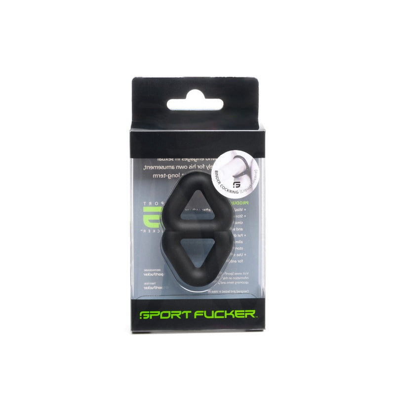 Sport Fucker - Binder Ring - Siliconen Dubbele Cockring - Zwart