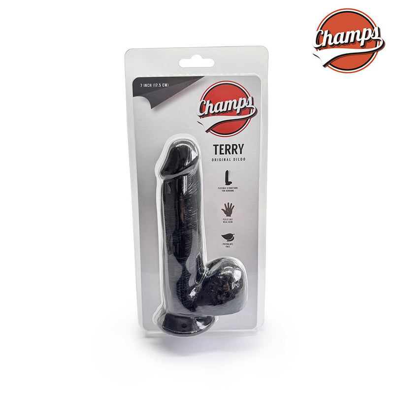 Champs - Terry - Original Dildo - 17.5 cm - Zwart