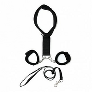 Rimba - Soft Bondage Collar Met handboeien En leiband - Zwart