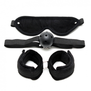 Rimba - Soft Bondage Set Met klittenband En gag - 3-delig