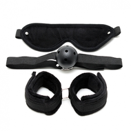 Rimba - Soft Bondage Set Met klittenband En gag - 3-delig