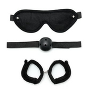 Rimba - Soft Bondage Set Met klittenband En gag - 3-delig