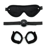 Rimba - Soft Bondage Set Met klittenband En gag - 3-delig