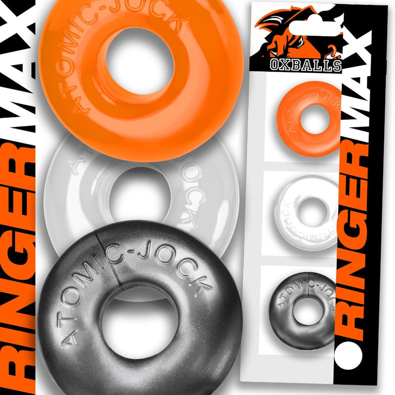 Oxballs - Ringer MAX - Cockring - 3 stuks - Transparant/Metallic/Oranje