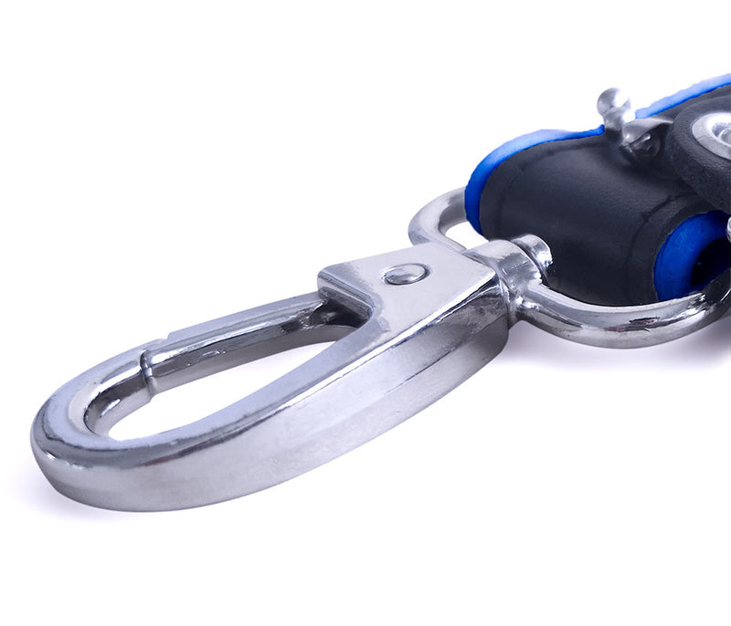 Brutus - Korte Lederen Bondage Leash - Zwart/Blauw