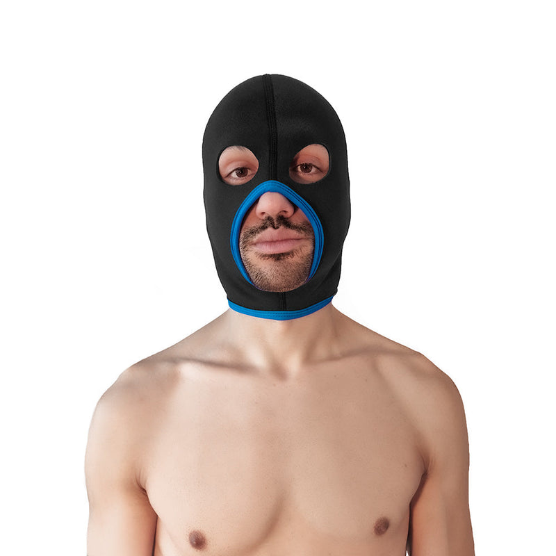 Brutus - Neoprene Face Fucker Hood - Met Oogopeningen - Zwart/Blauw