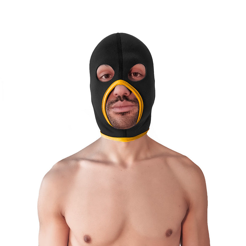 Brutus - Neoprene Face Fucker Hood - Met Oogopeningen - Zwart/Geel