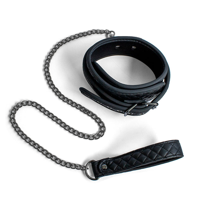 SODORRA Vegan + Neo Collar met Leash - Kunstleer - Zwart