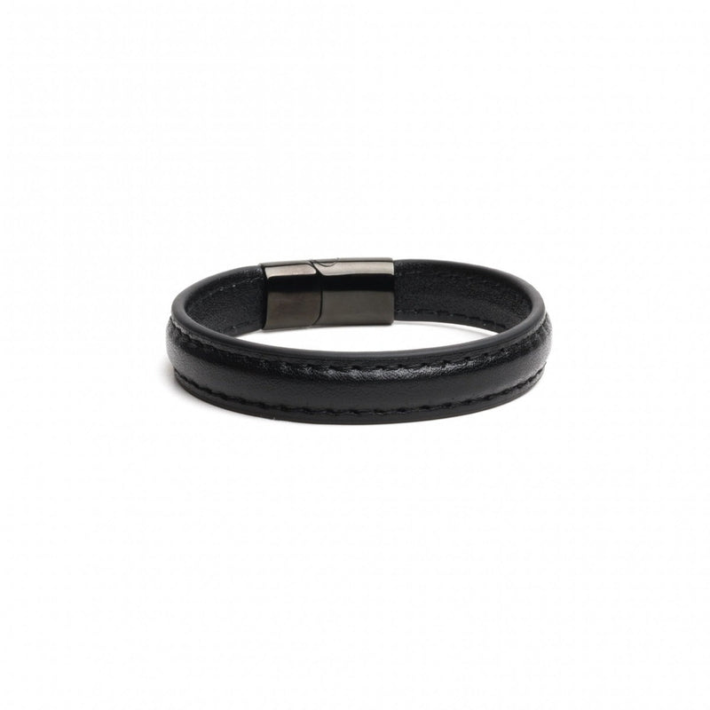 665 - Lederen Armband en Cockring - 2 in 1 - Zwarte Magnetische Sluiting