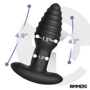 Rimmers - Model E - Vibrerende en Roterende Geribbelde Buttplug met Afstandsbediening - Zwart