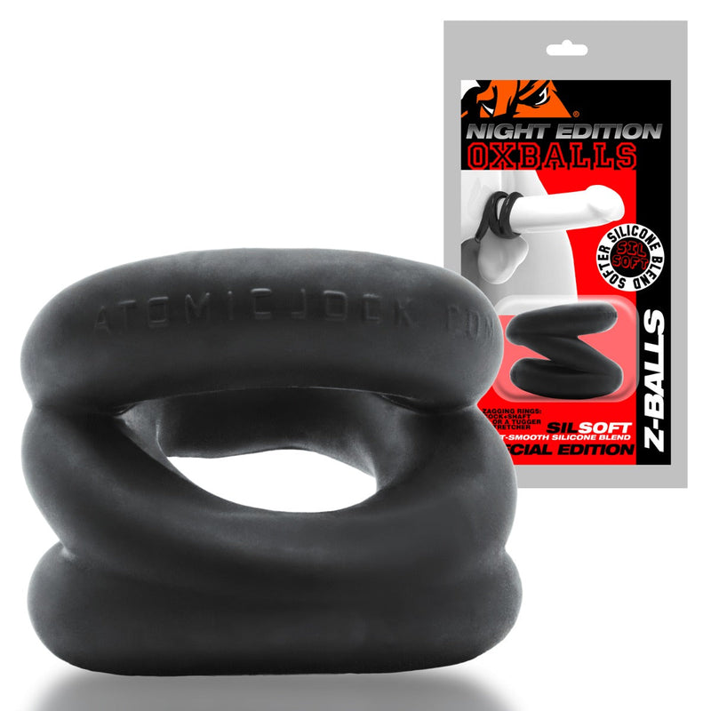 Oxballs - Z-Balls Ballstretcher - Night Edition - Siliconen/TPR - Zwart