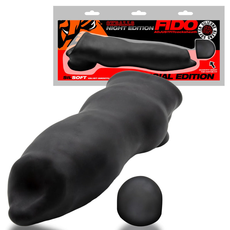 Oxballs - Fido - Puppy Play Penis Sleeve - Night Edition - Siliconen/TPR- Zwart