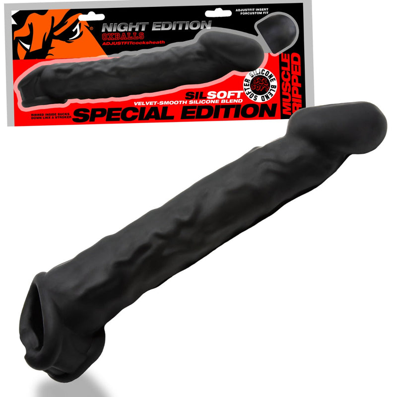 Oxballs - Muscle Ripped - Penis Sleeve - Night Edition - Siliconen/TPR - Zwart