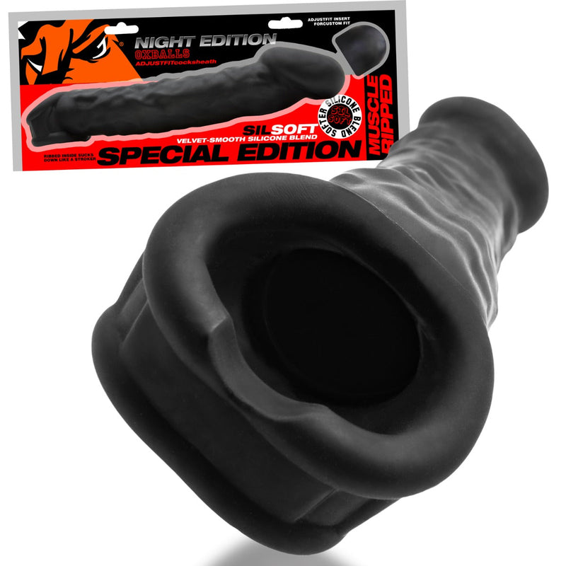 Oxballs - Muscle Ripped - Penis Sleeve - Night Edition - Siliconen/TPR - Zwart