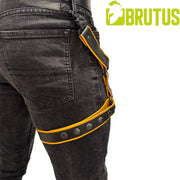 Brutus - Lederen Beenharnas - Verstelbaar- Zwart/Geel