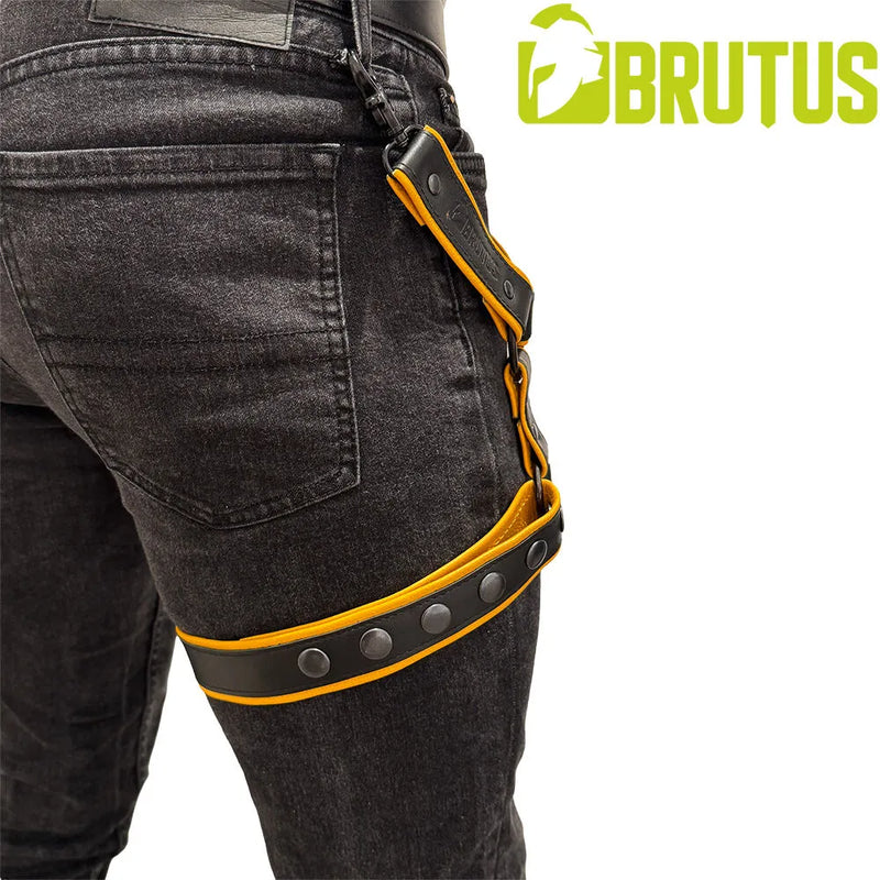 Brutus - Lederen Beenharnas - Verstelbaar- Zwart/Geel