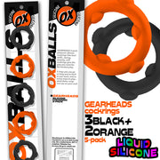 Oxballs - Gearheads - Spinner Cockringen Set - 5 stuks - Oranje/Zwart