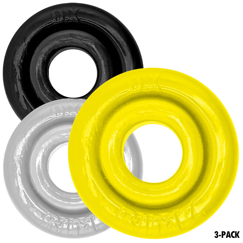 Oxballs - Rimringz - Multisize Pack 3 stuks - Shockwave - Geel/Transparant/Zwart-Erotiekvoordeel.nl