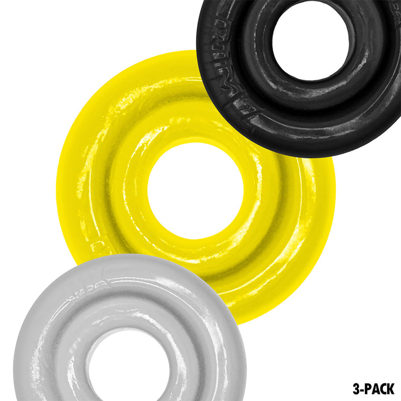 Oxballs - Rimringz - Multisize Pack 3 stuks - Shockwave - Geel/Transparant/Zwart-Erotiekvoordeel.nl