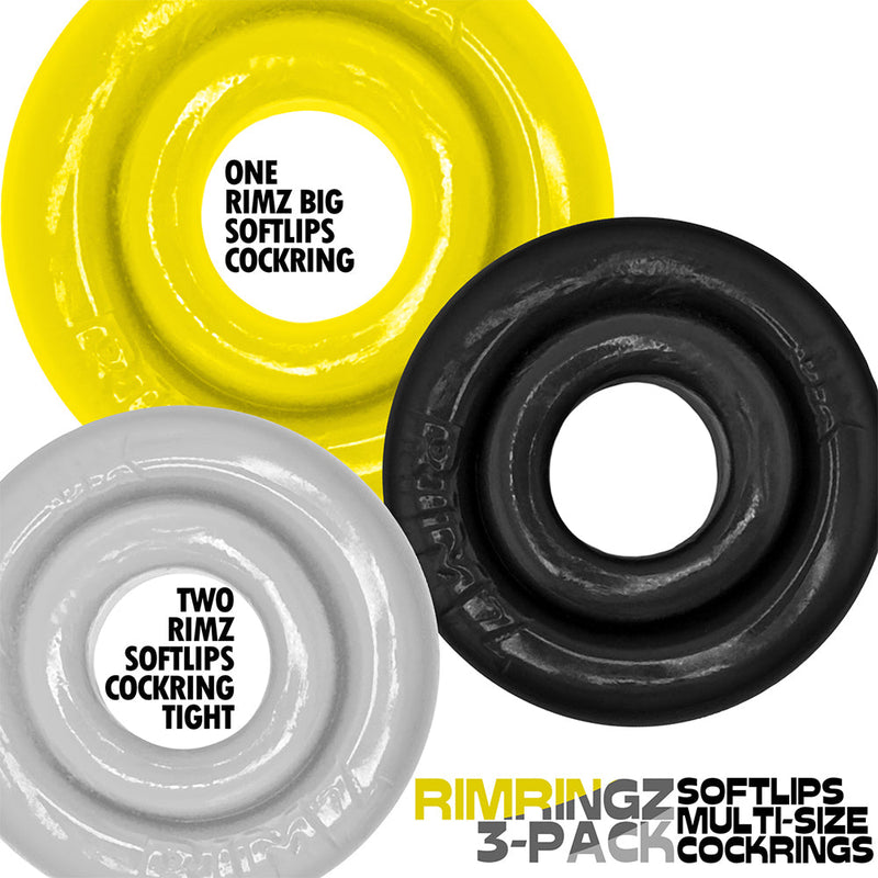 Oxballs - Rimringz - Multisize Pack 3 stuks - Shockwave - Geel/Transparant/Zwart-Erotiekvoordeel.nl