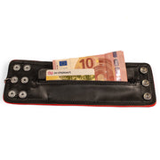 Brutus - Lederen Polsportemonnee met Rits - Zwart/Rood