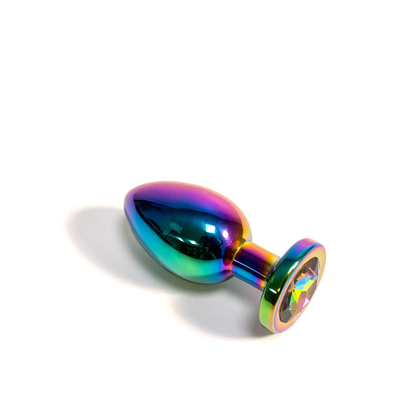 Black Label - Metalen Buttplug met Siersteen - Rainbow