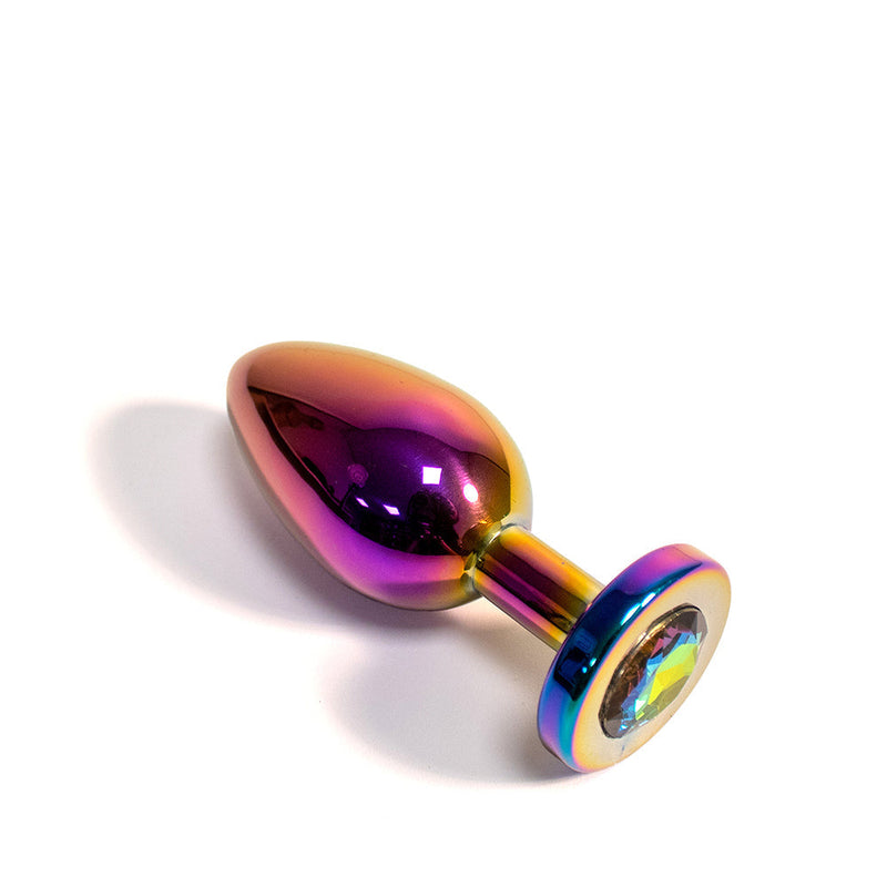 Black Label - Metalen Buttplug met Siersteen - Rainbow