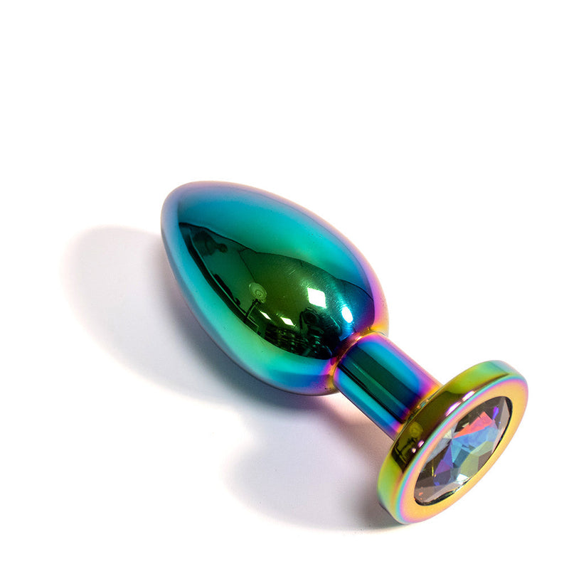 Black Label - Metalen Buttplug met Siersteen - Rainbow
