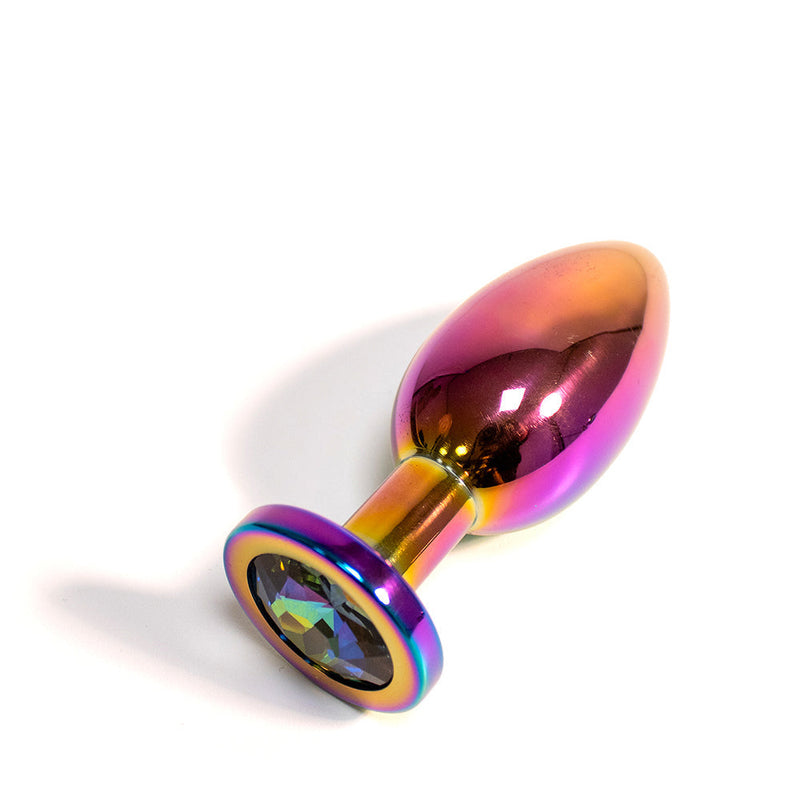 Black Label - Metalen Buttplug met Siersteen - Rainbow