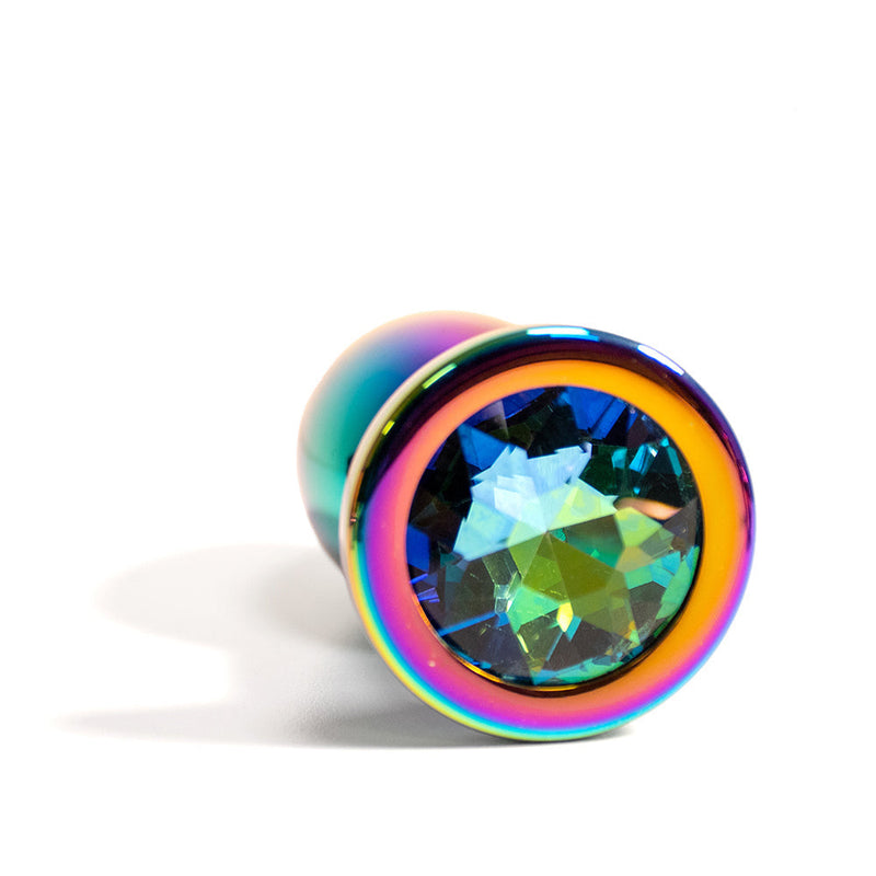Black Label - Metalen Buttplug met Siersteen - Rainbow