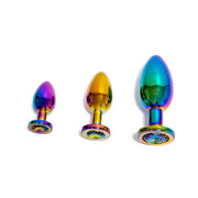 Black Label - Metalen Buttplug met Siersteen - Rainbow