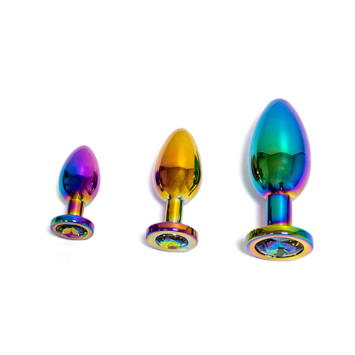 Black Label - Metalen Buttplug met Siersteen - Rainbow