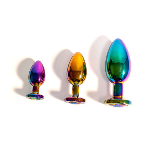 Black Label - Metalen Buttplug met Siersteen - Rainbow