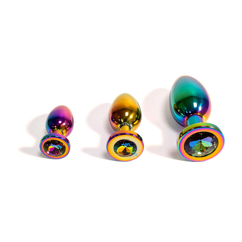 Black Label - Metalen Buttplug met Siersteen - Rainbow