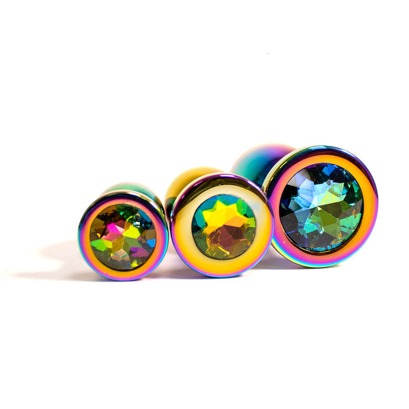 Black Label - Metalen Buttplug met Siersteen - Rainbow