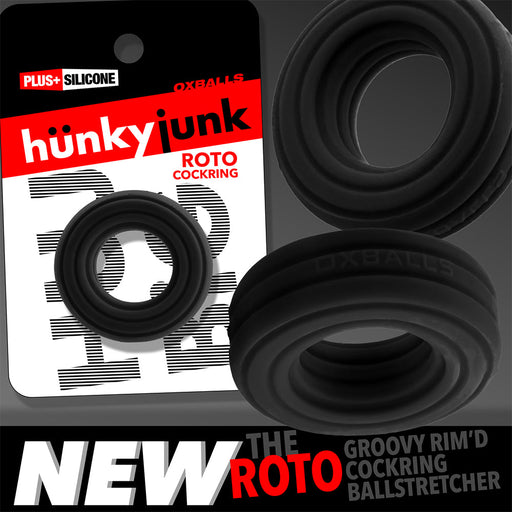 Hünkyjunk - Roto - Geribbelde Cockring - Zwart-Erotiekvoordeel.nl