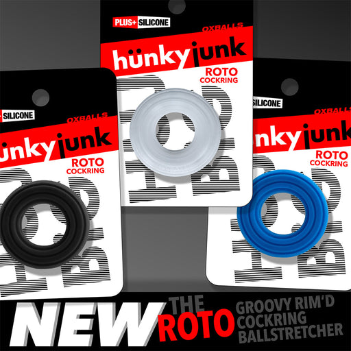 Hünkyjunk - Roto - Geribbelde Cockring - Zwart-Erotiekvoordeel.nl