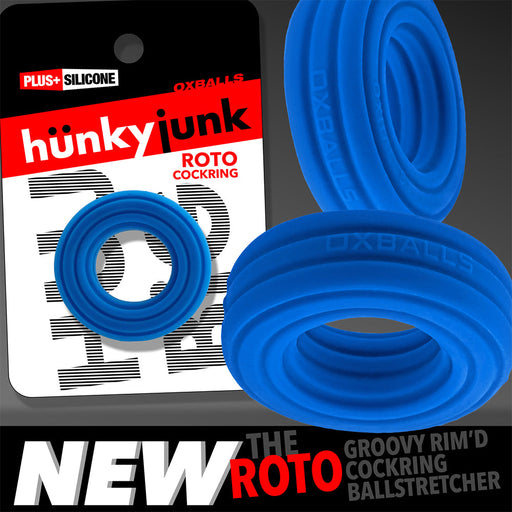 Hünkyjunk - Roto - Geribbelde Cockring - Blauw-Erotiekvoordeel.nl