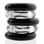 Hünkyjunk - Jacker - 5-Stack Stapelbare Cockringen - Zwart/Transparant-Erotiekvoordeel.nl