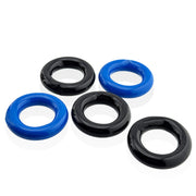 Hünkyjunk - Jacker - 5-Stack Stapelbare Cockringen - Zwart/Blauw-Erotiekvoordeel.nl