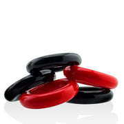 Hünkyjunk - Jacker - 5-Stack Stapelbare Cockringen - Zwart/Rood-Erotiekvoordeel.nl